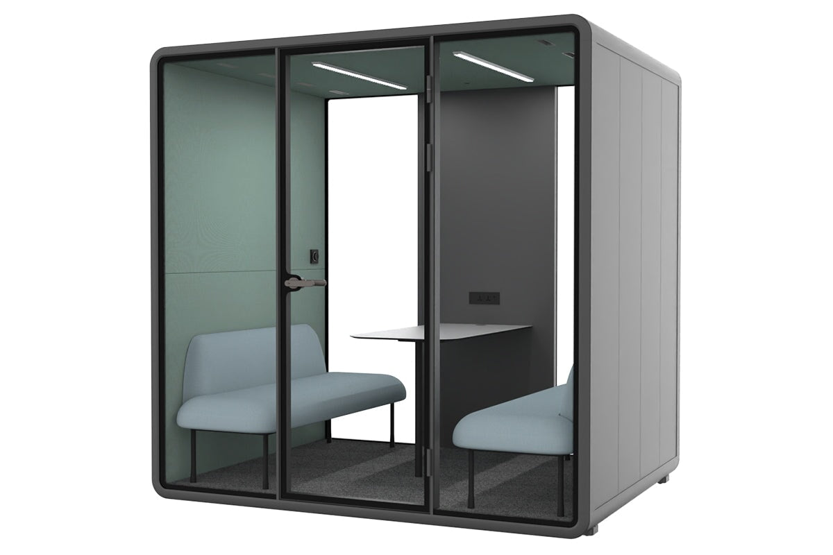 Nest 4 Person Meeting Booth with Echo Panel & Fabric - Soundproof Office Pod for Team Collaboration & Private Calls