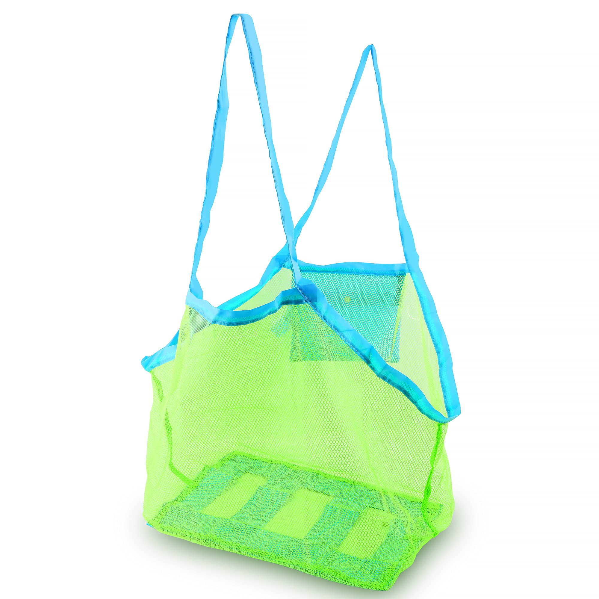 REEMTOO Large Mesh Beach Bag for Toys & Shells - Foldable Lightweight Storage Bag (2 Pack) - Perfect for Beach Trips, Poolside Fun & Kids Outdoor Adventures