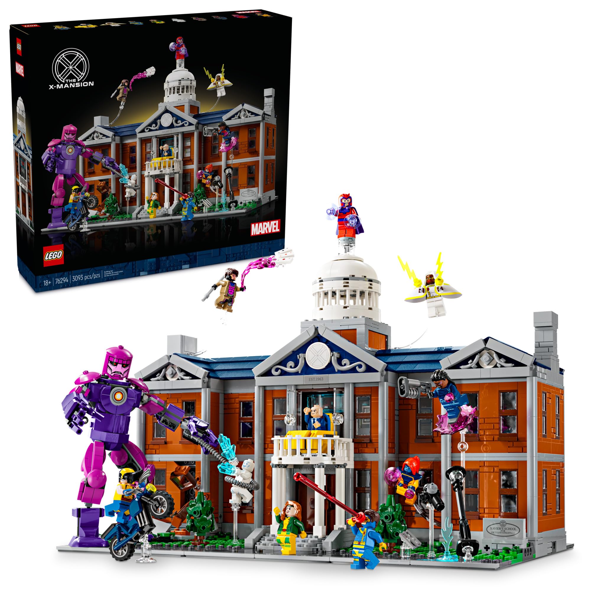 LEGO Marvel X-Men The X-Mansion Building Set (76294) - 1030-Piece Xavier Institute Model Kit with 10 Minifigures - Collectible DIY Craft for Adults 18+ | Perfect Gift for Superhero Fans & Marvel Enthusiasts | Display for Home Office, Game Room or Comic Book Collections