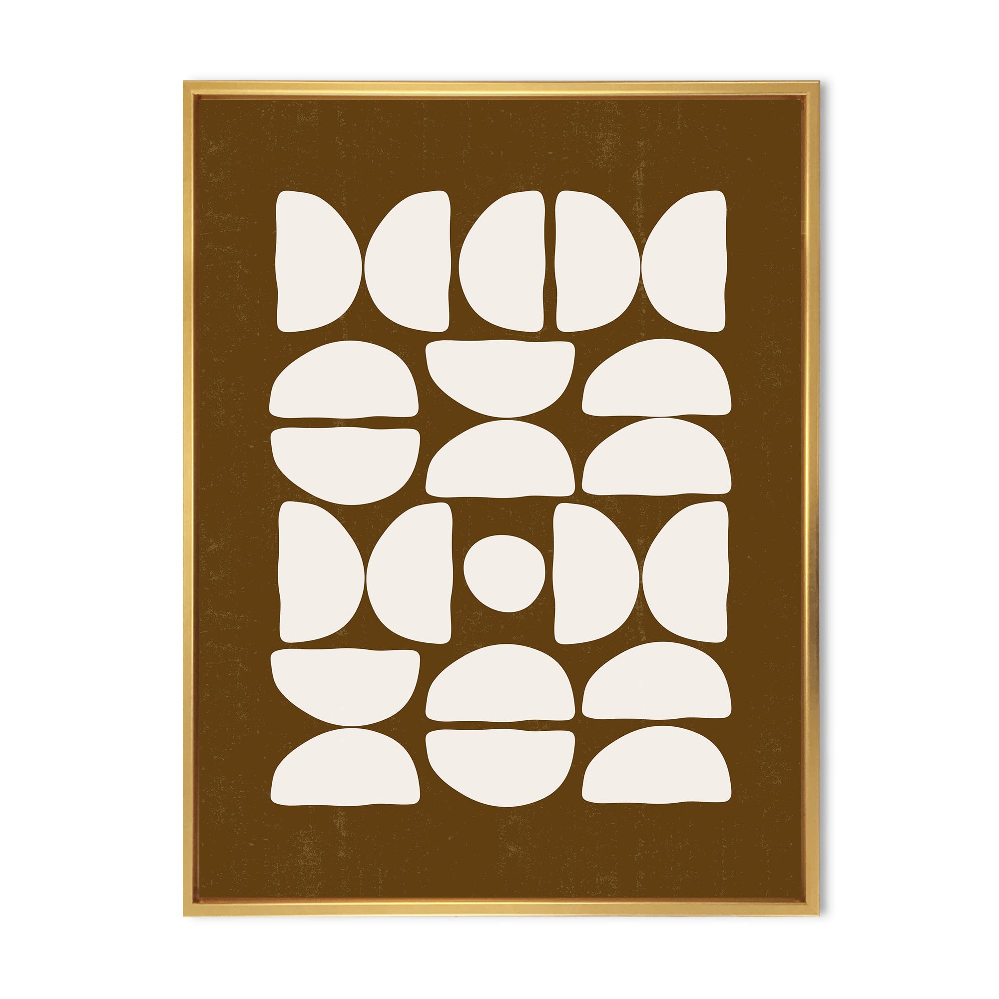 DesignQ Abstract Minimal Half Moon Canvas Wall Art - Modern Framed Print for Living Room, Bedroom & Office Decor