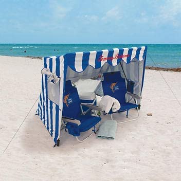Rio Brands Beach Sun Shelter - Portable Shade Tent for Beach, Camping & Outdoor Activities - UV Protection Blue & White Striped Canopy - Perfect for Family Picnics, Backyard Relaxation & Summer Travel