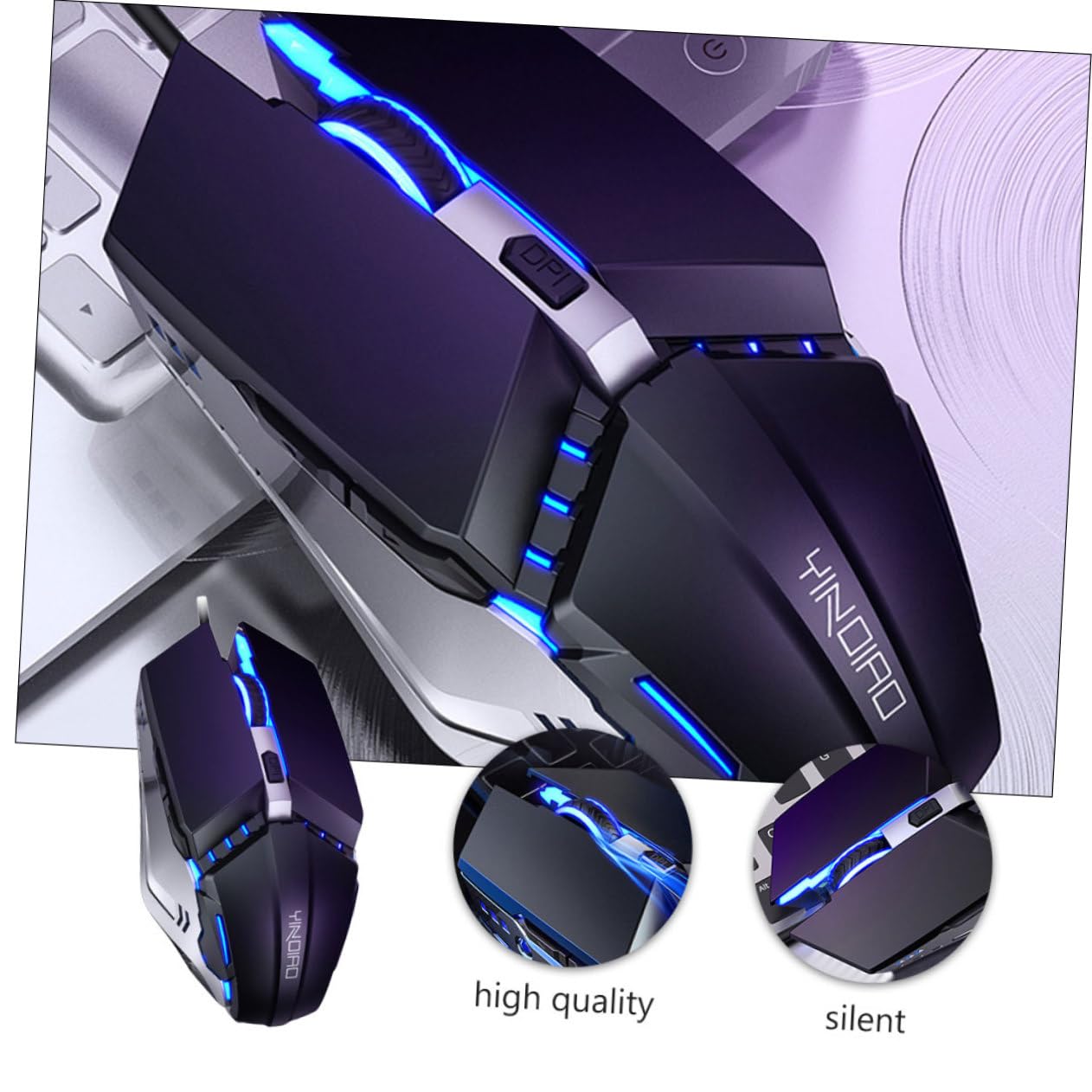 Homoyoyo 2-Pack USB Wired Silent Mouse - 6-Button Luminous Optical Mice for Laptop, PC, Office & Gaming - Ergonomic Computer Mouse for Work, Study & Home Use