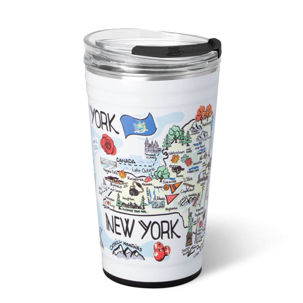 24oz New York Themed Party Cups - Bulk Disposable Plastic Cups for Beer, Cocktails & Drinks - Perfect for Birthday Parties, BBQs, Tailgating & Events