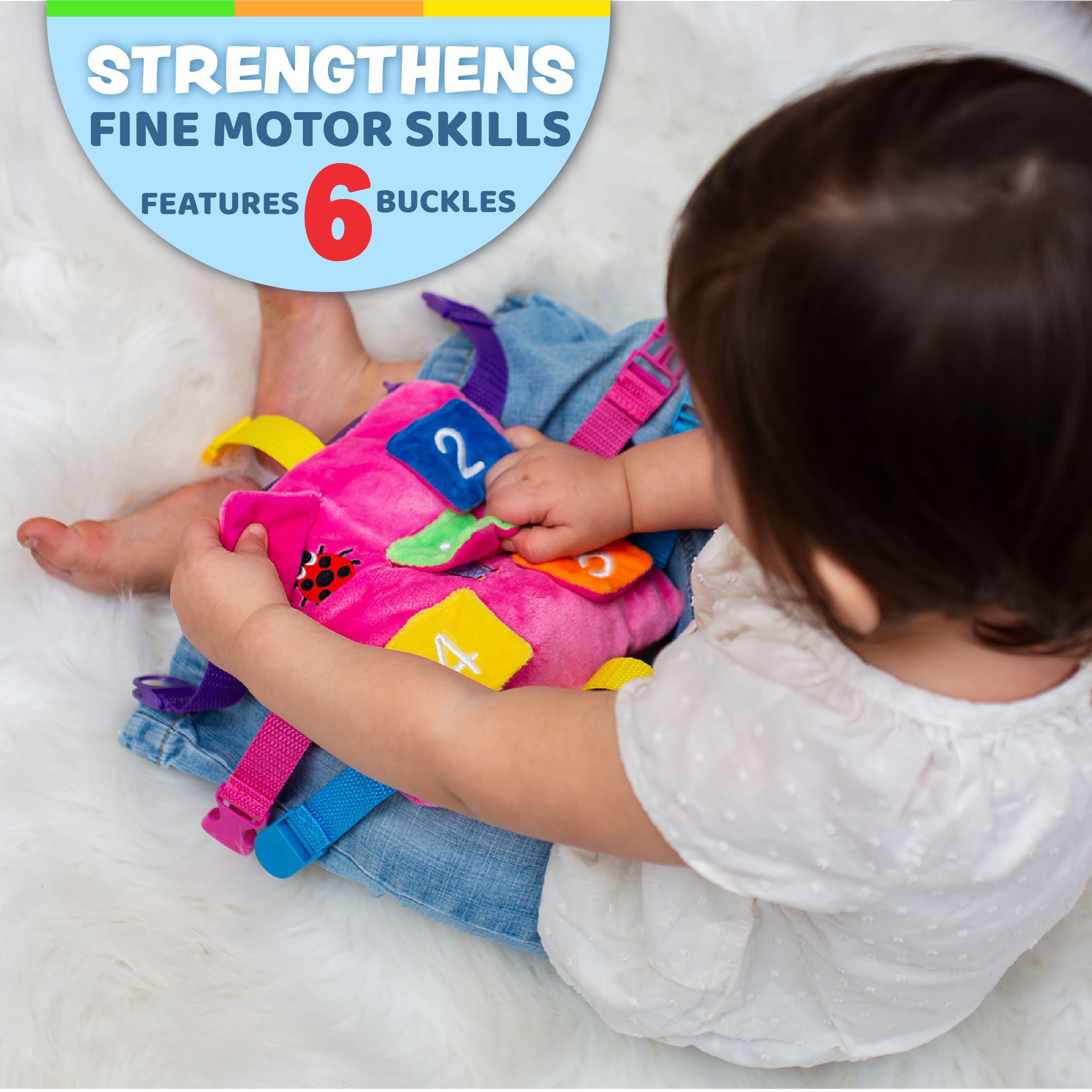 Buckle Toys - Blossom Butterfly & Bella Square Sensory Toys for Toddlers | Pink & Purple Bundle | Fine Motor Skills Development & Travel Play