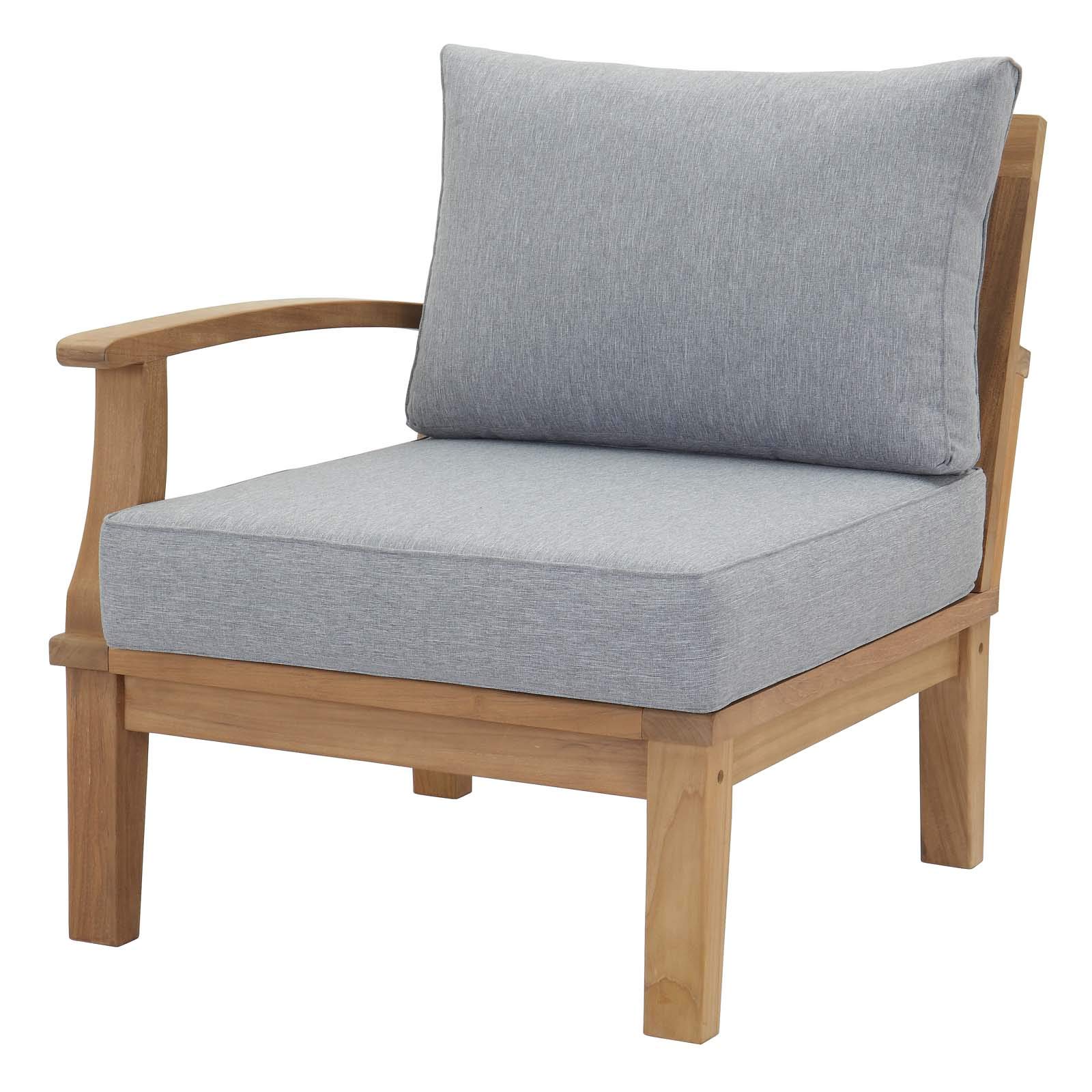 Modern Contemporary Outdoor Patio Furniture Set - 3-Piece Sofa, Chair & Coffee Table in Natural Gray Wood - Perfect for Backyard, Garden or Poolside Relaxation