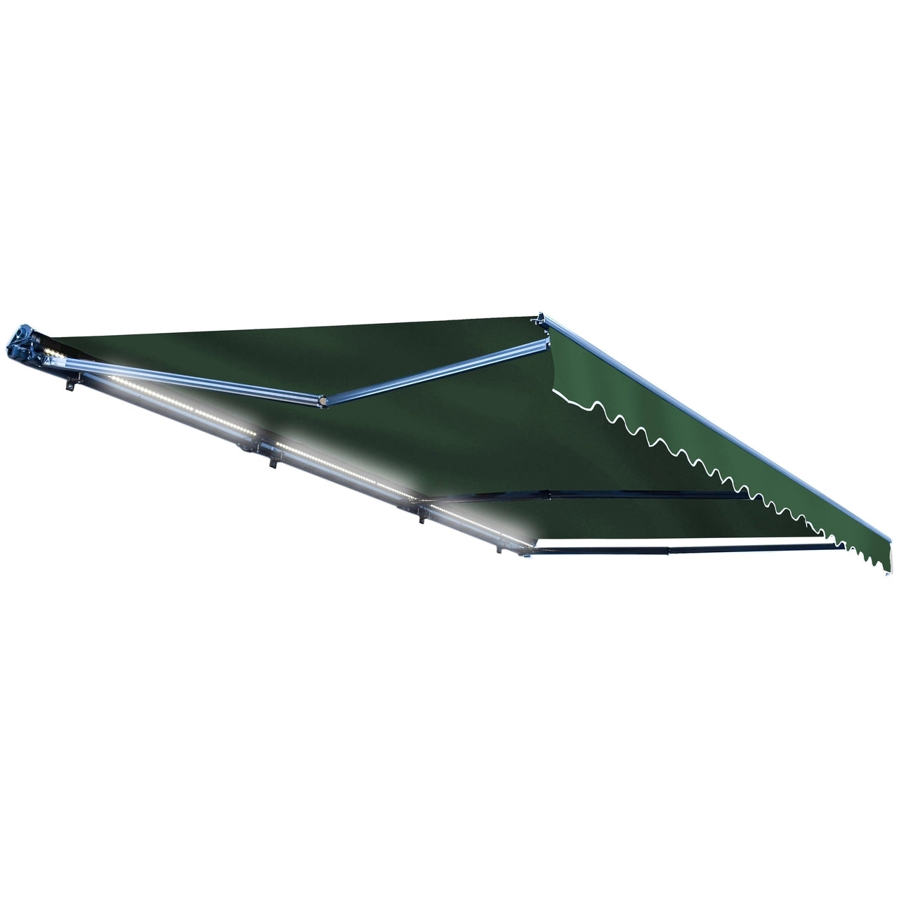 Aleko 20x10 Feet Half Cassette Motorized Retractable LED Patio Awning - Green Luxury Outdoor Shade Solution for Backyard, Deck & Poolside Relaxation