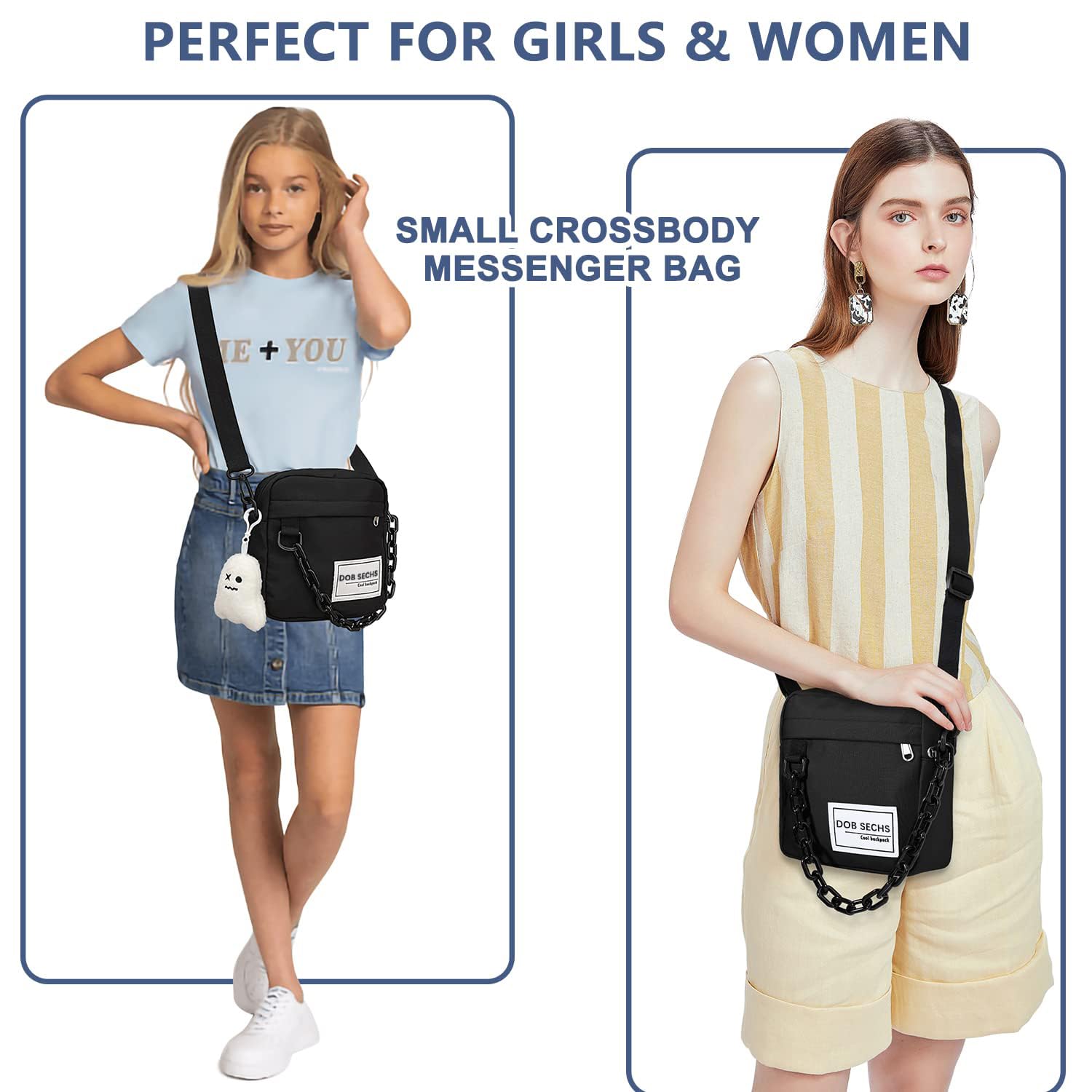DOB SECHS Women's Small Crossbody Purse - Stylish Messenger Shoulder Bag for Everyday Use, Travel & Work