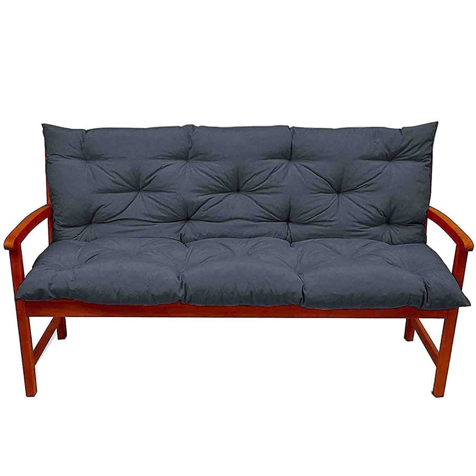 Waterproof 2-3 Seat Garden Swing Bench Cushion with Backrest - Outdoor Patio Furniture Replacement Cushion, Anti-Deformation Lounger Mat for Porch, Deck & Backyard Relaxation