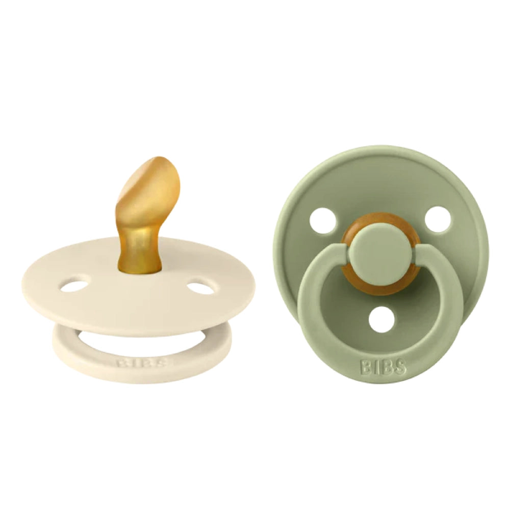 Bibs Original Color Collection Anatomical Latex Pacifier 2-Pack (Ivory/Sage) - Soothing Baby Pacifier for Newborns & Infants