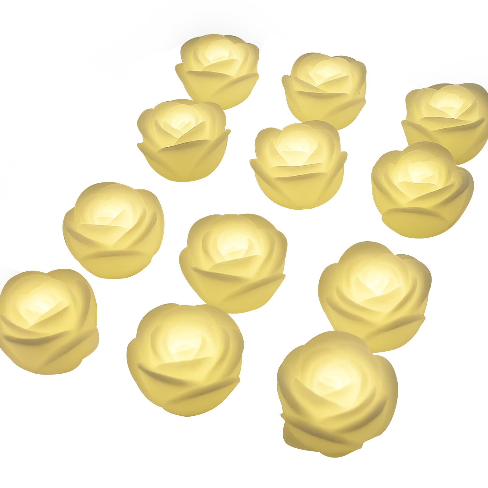 ARDUX 12 Pack LED Floating Candles - Flameless Waterproof Battery-Operated Rose Tea Lights for Wedding Centerpieces, Pool Party, Spa, Bath & Home Decor - Romantic Ambiance Lighting