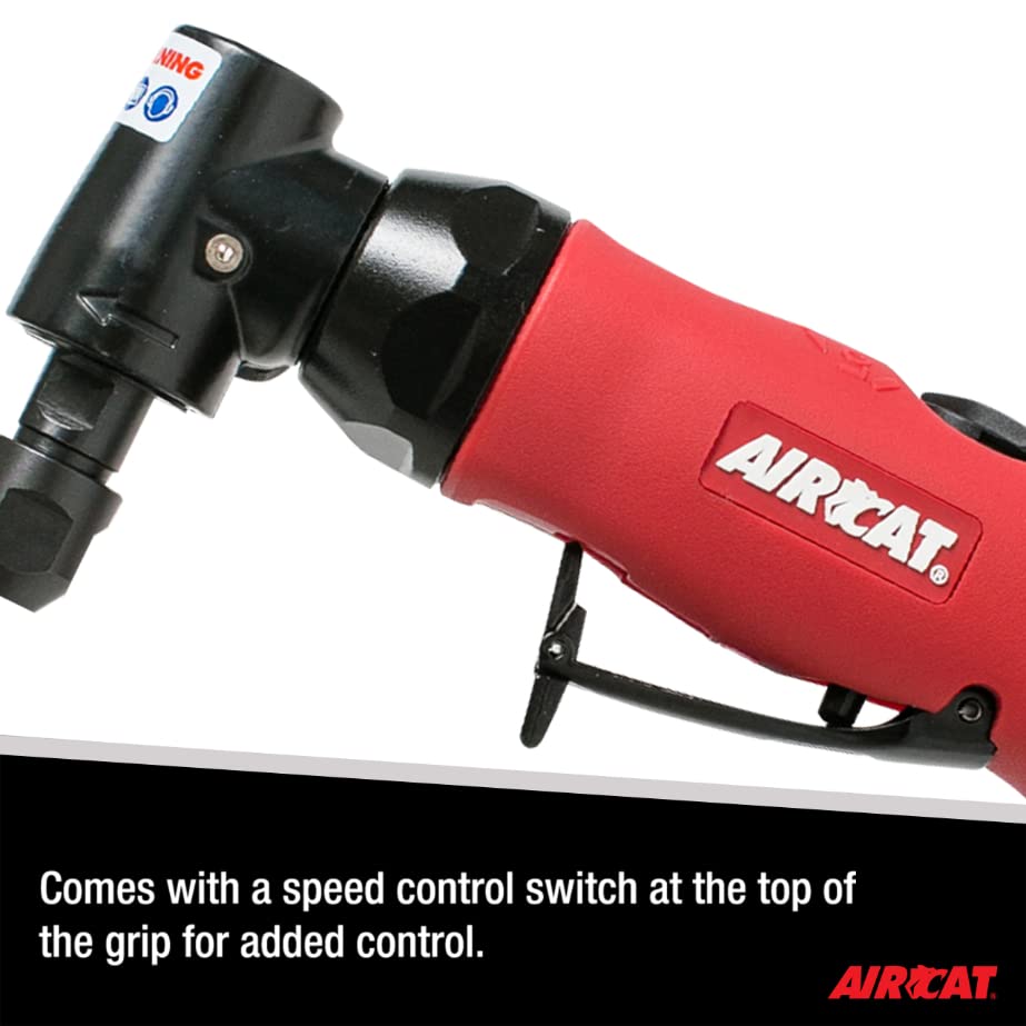 AIRCAT 6280 .75 HP Angle Die Grinder with Spindle Lock - 18,000 RPM Pneumatic Tool for Metal Grinding, Polishing & Automotive Repair - Heavy Duty Air Powered Die Grinder for DIY & Professional Use
