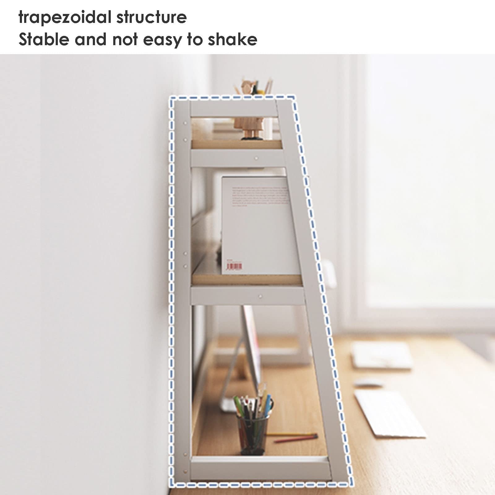 2-Tier Adjustable Wooden Ladder Bookcase - Multipurpose Desktop Organizer Shelf for Home, Office & Dorm | Perfect for Displaying Books, Decor & Office Supplies | Space-Saving Countertop Storage Solution