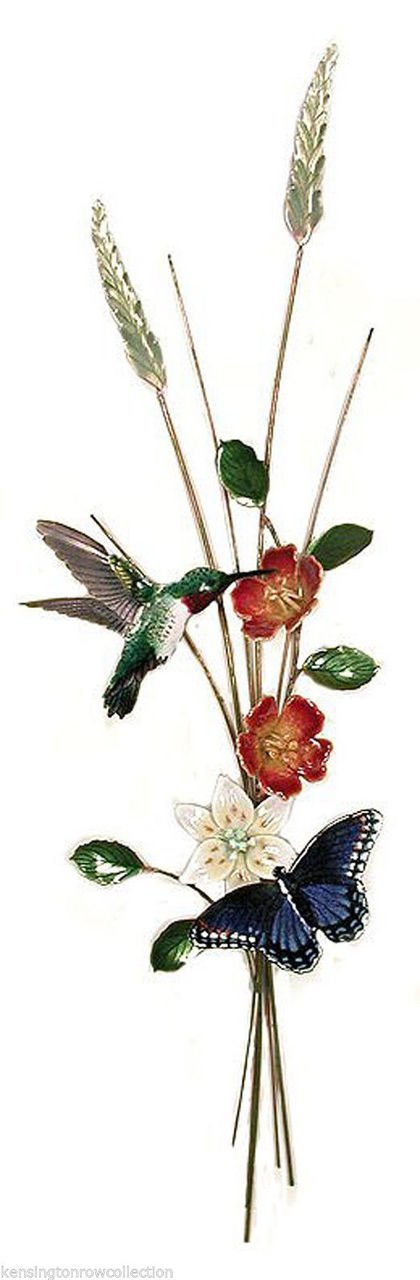 Kensington Row Home Collection Butterfly and Hummingbird Metal Wall Sculpture - Elegant Floral Bird Wall Art Decor for Living Room, Bedroom & Office