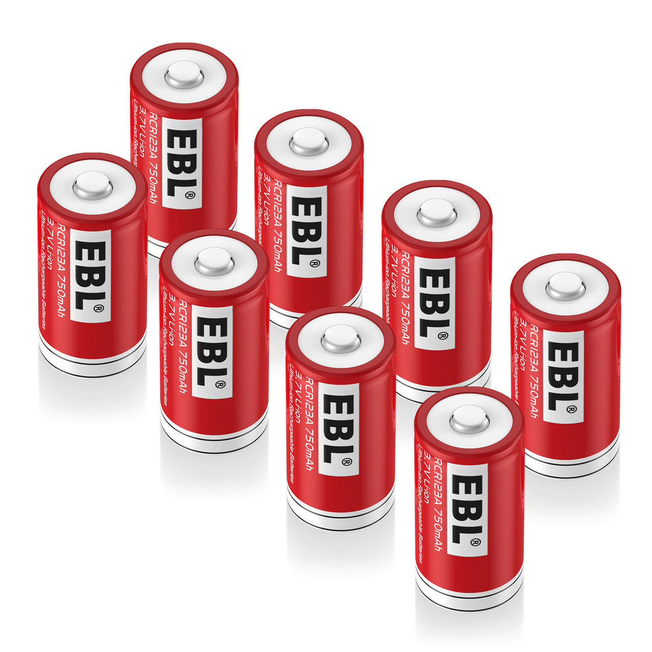 EBL 16340 RCR123A 750mAh 3.7V Lithium Ion Rechargeable Battery - for Flashlights, Security Cameras & Electronic Devices - Long Lasting Power Supply