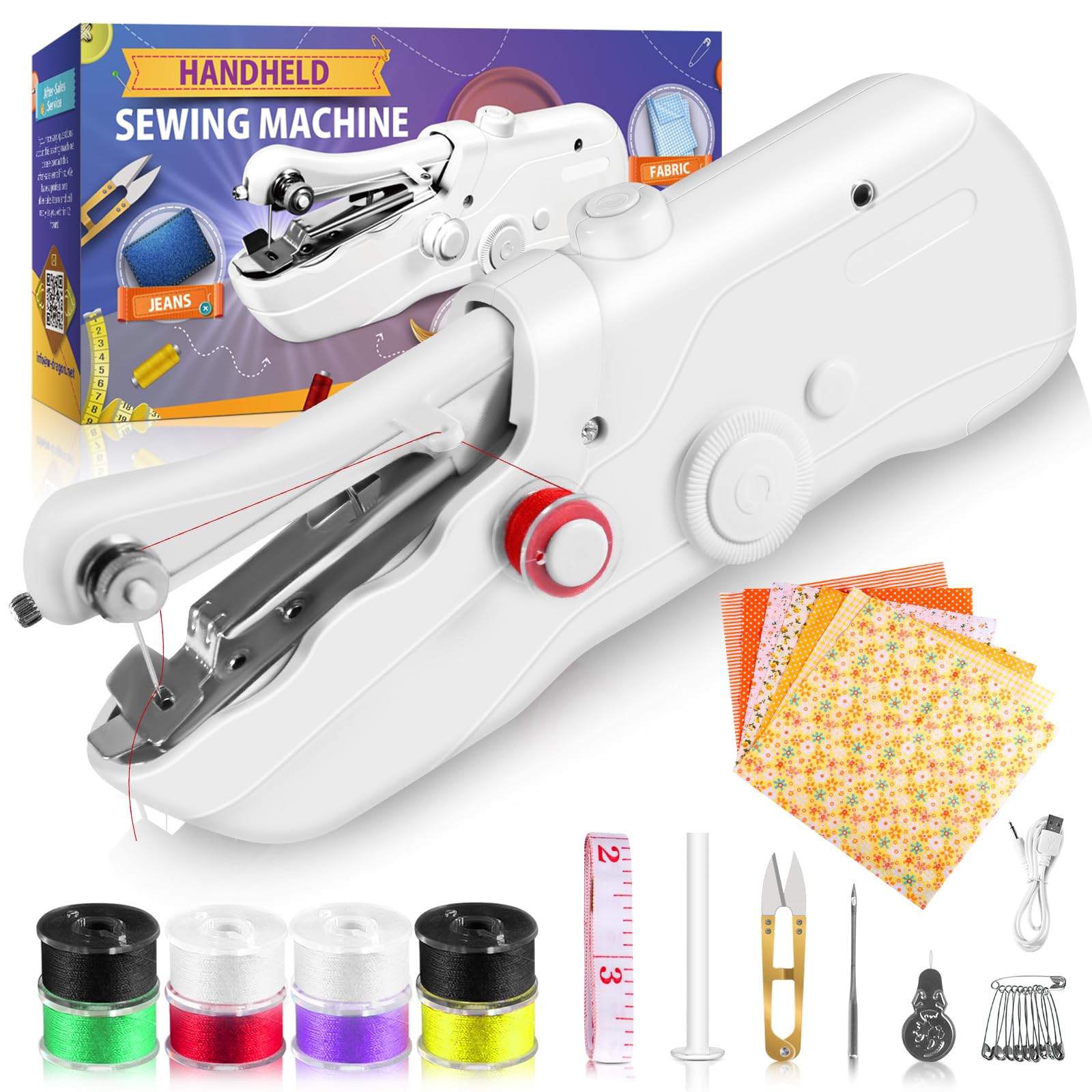 Portable Handheld Sewing Machine with Accessory Kit - Mini Electric Sewing Machine for Beginners, DIY Clothes Repair, Home & Travel Use - Quick Stitch for Fabrics, Emergency Repairs & Craft Projects
