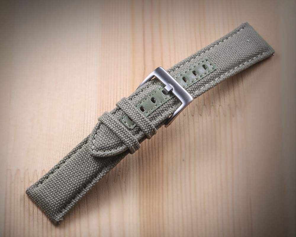 Hemsut Canvas Watch Bands for Men - 18mm Quick Release Military Watch Strap Replacement - Durable Fabric Watch Accessories for Outdoor, Casual & Everyday Wear