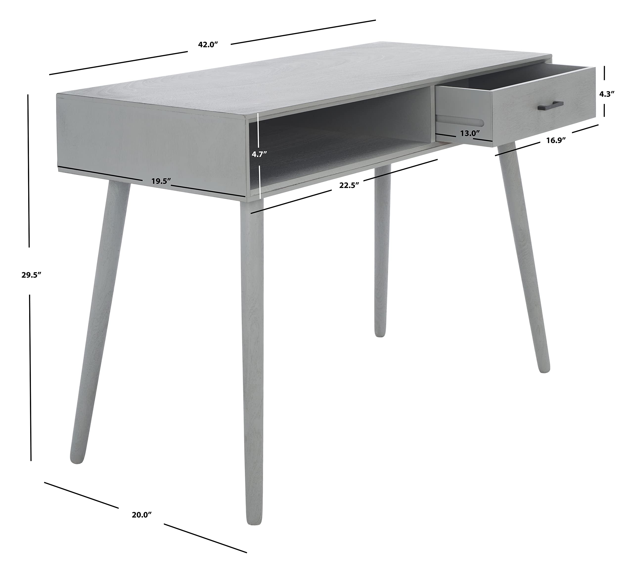 SAFAVIEH Home Collection Remy Distressed Grey 1-Drawer Writing Desk - Vintage Style Home Office Furniture for Small Spaces & Bedrooms