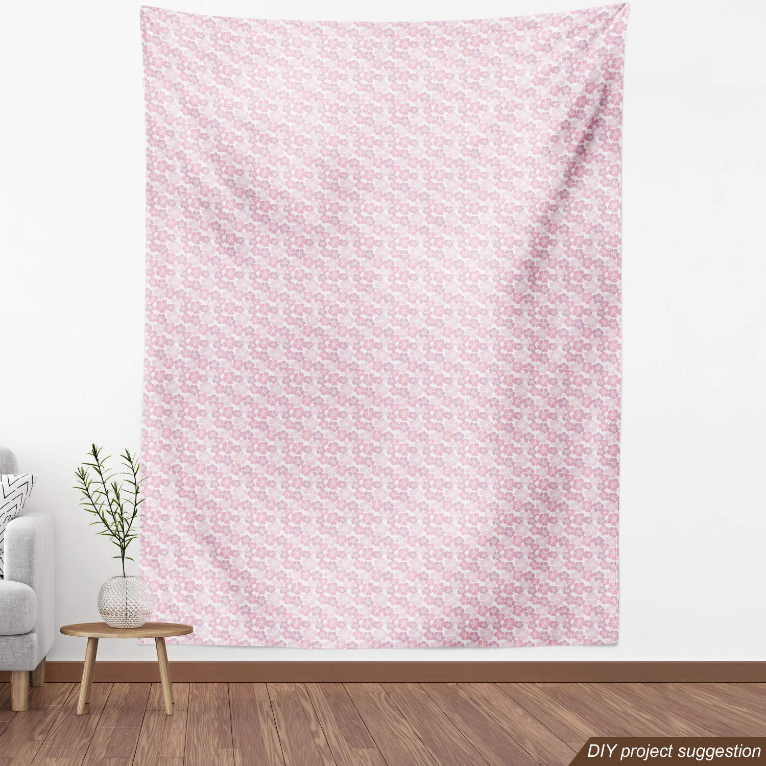 Ambesonne Floral Fabric by The Yard - Continuous Pastel Blush Tone Flowers on White Backdrop, Decorative Upholstery Fabric for Sofa, Curtains & Home Decor (10 Yards, White Rose Pale Pink) - Perfect for DIY Projects, Wedding Decor & Boho Chic Home Accents