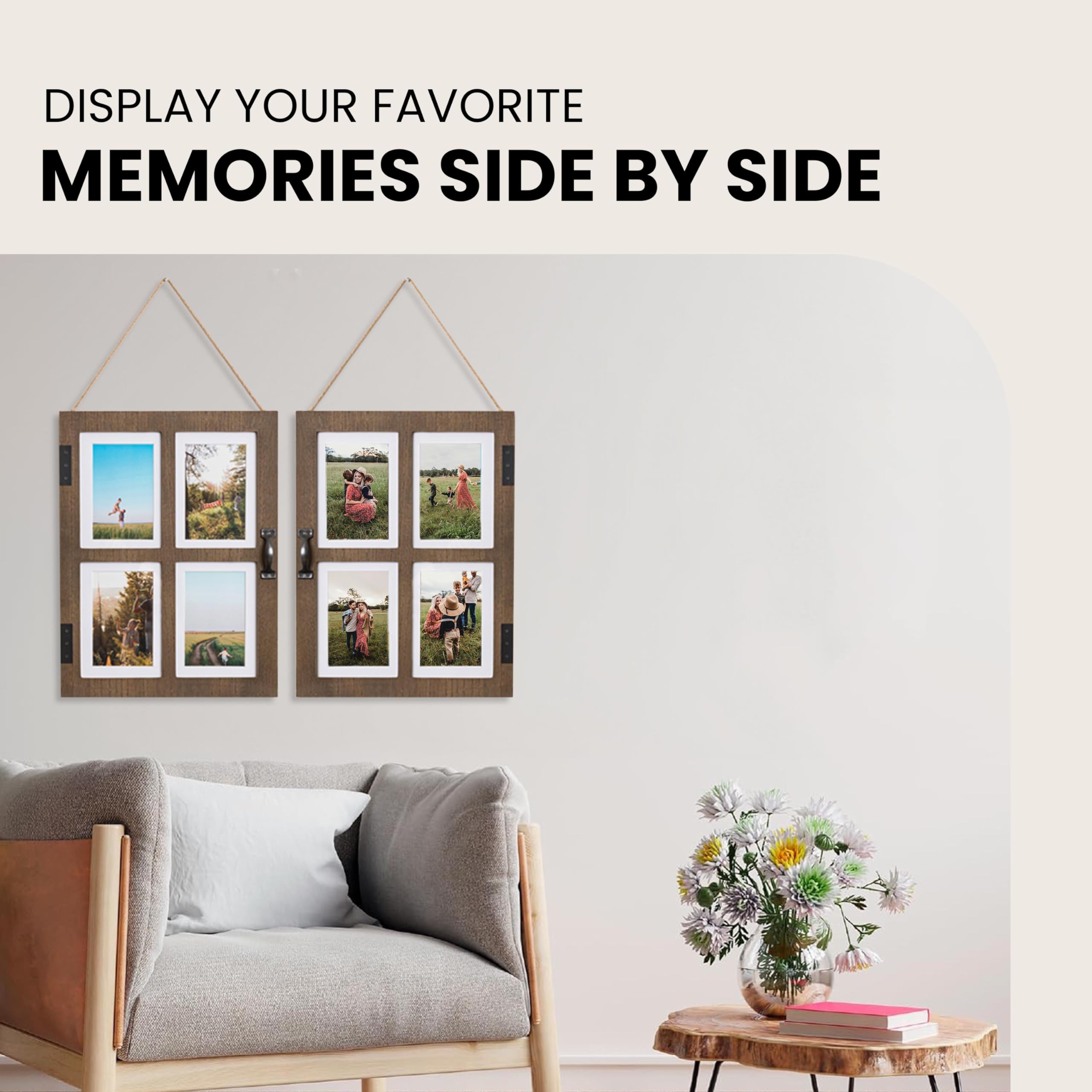 GLM 5x7 Picture Frame Collage with 4 Photos - Black Multi Photo Frame for 4x6 & 5x7 Pictures - Perfect for Wall Display, Home Decor, and Cherished Memories