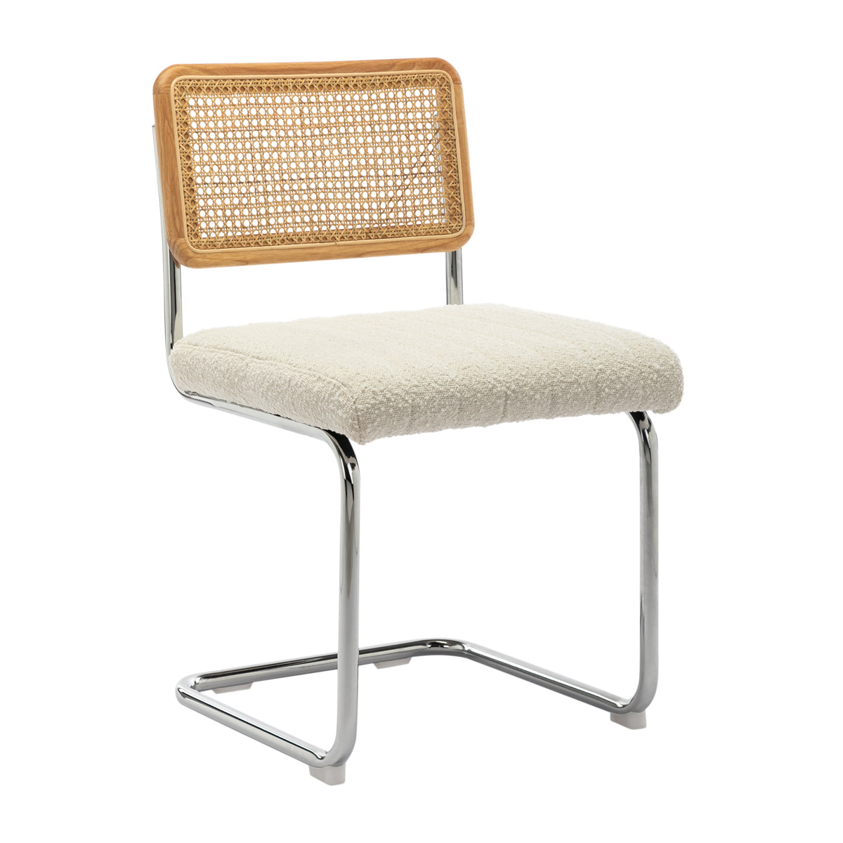 Blake Rattan Boucle Dining Chair - Modern Woven Rattan Accent Chair for Kitchen, Dining Room, or Breakfast Nook - Comfortable & Stylish Seating for Home Decor