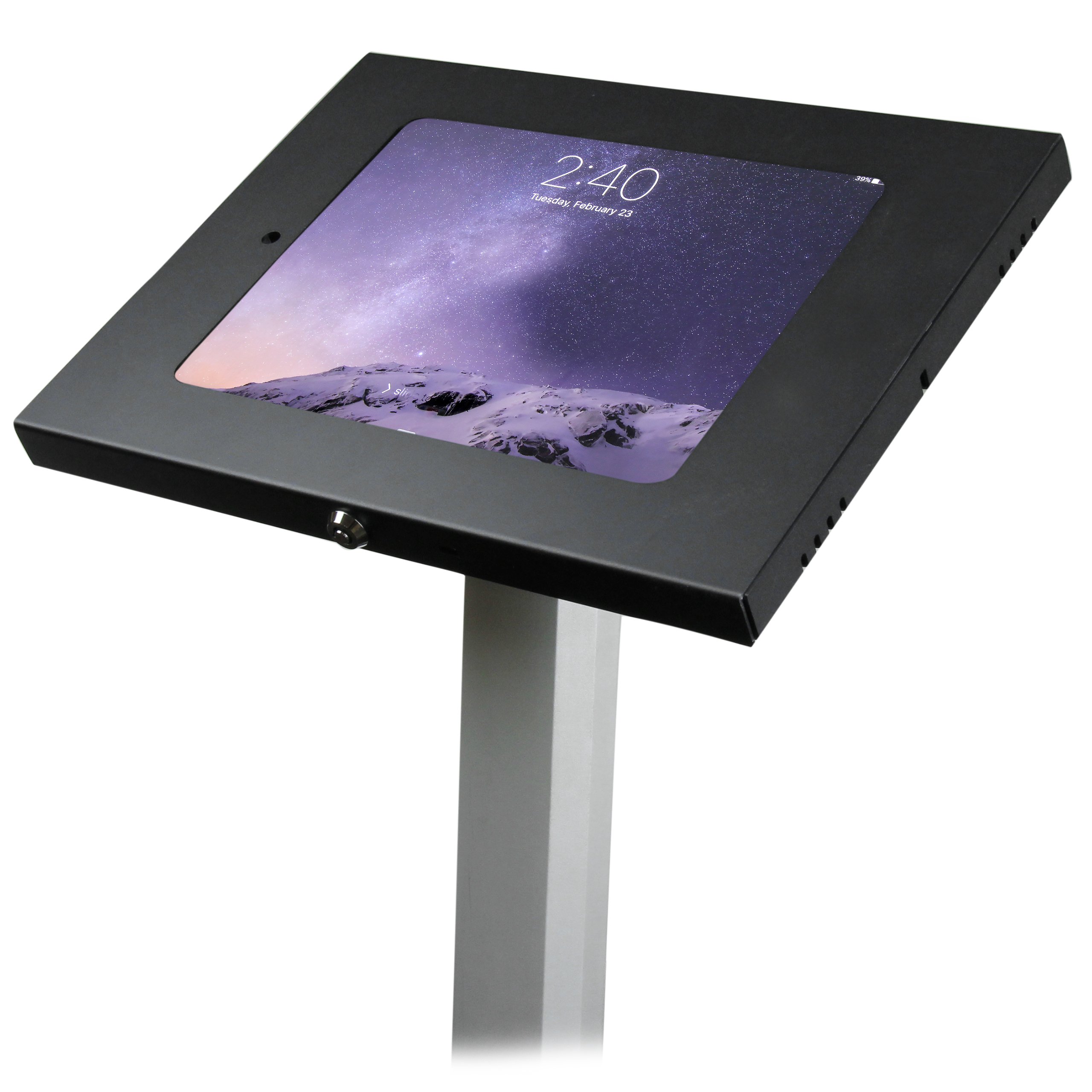 Secure Tablet Floor Stand with Anti-Theft Lock - Heavy Duty Metal Mount for 9.7