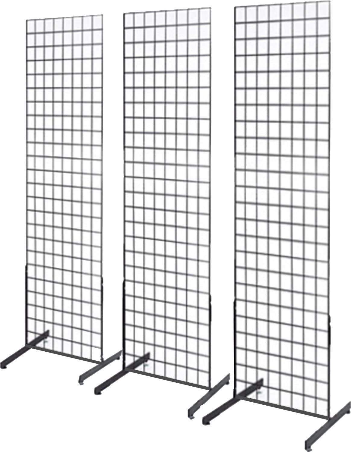 2' x 6' Gridwall Panel Tower with T-Legs - Heavy Duty Floor Standing Display Kit (Set of 3) - Perfect for Retail Stores, Trade Shows, and Boutique Displays