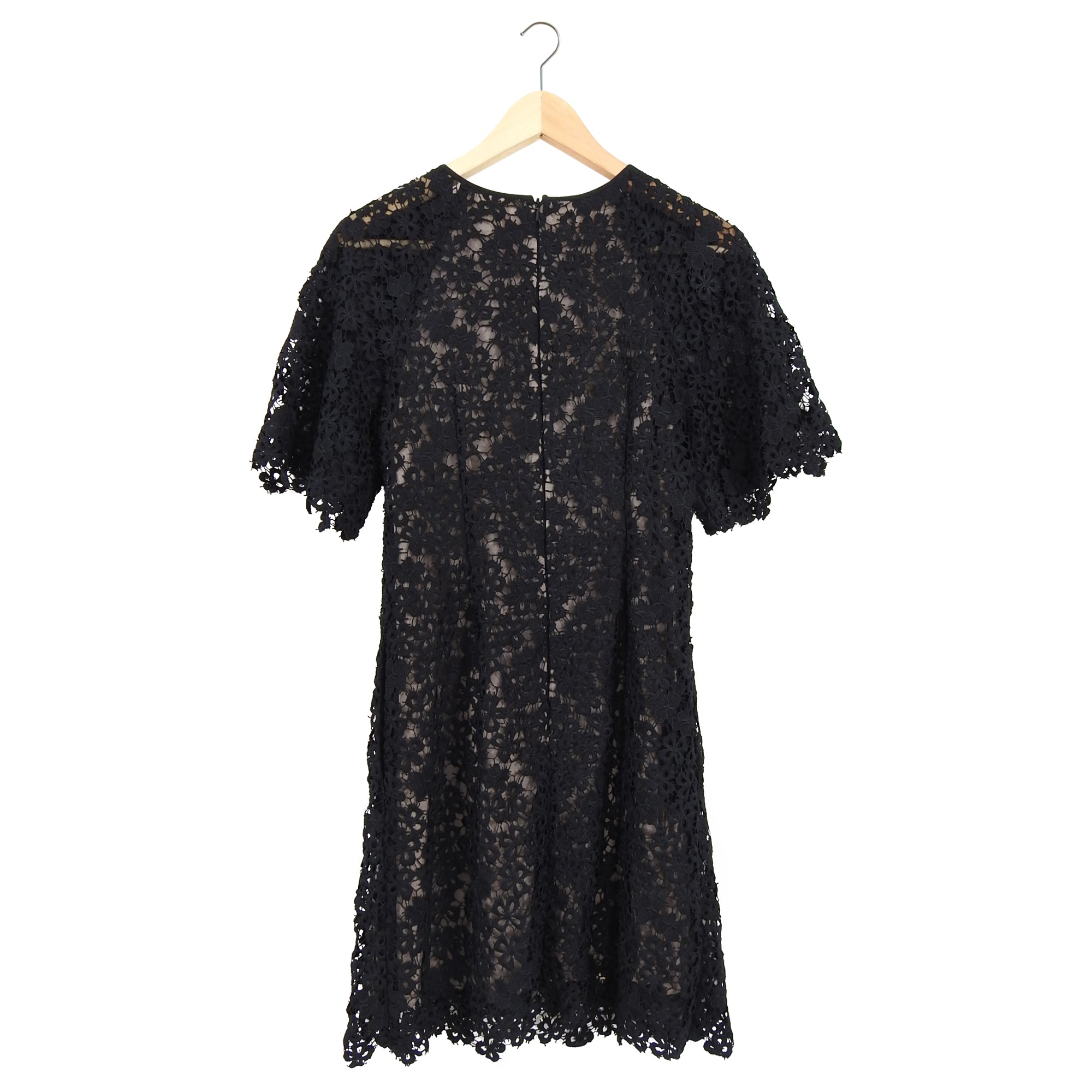 Erdem Black Guipure Lace Short Sleeve Dress - Elegant Cocktail Party & Wedding Guest Outfit