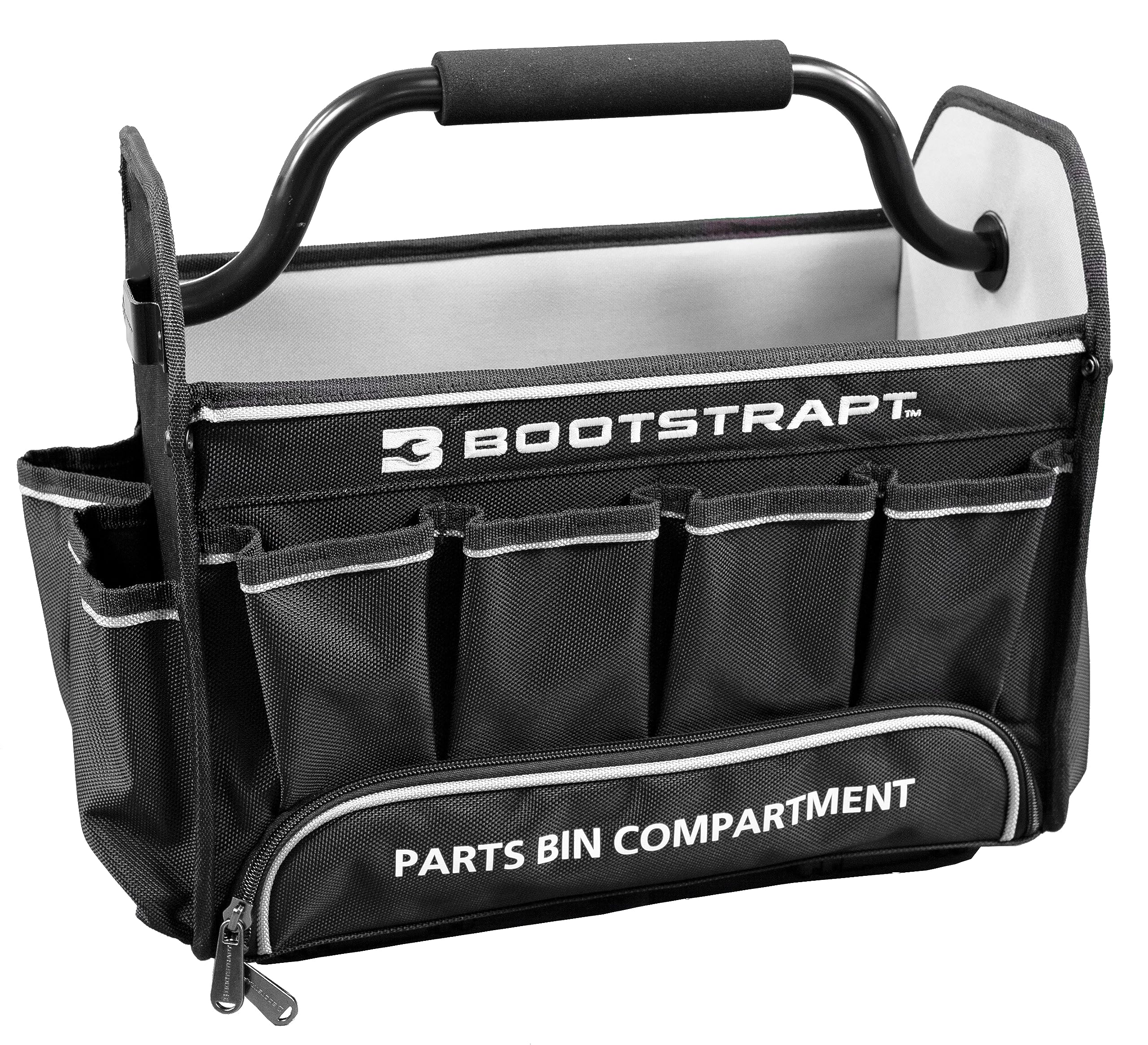 15 Inch Contractor's Tote Bag with Built-in Parts Organizer - Heavy Duty Tool Storage for Construction, Plumbing & Electrical Work On-Site