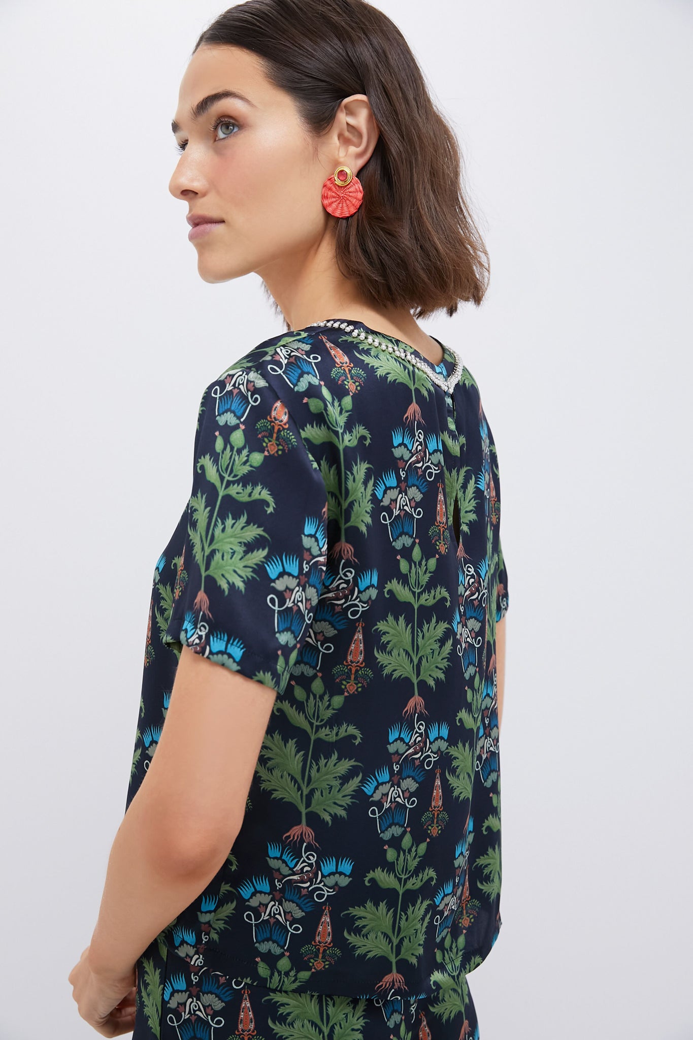 Blue Persian Botanic Gabrielle Top - Floral Print Women's Blouse for Casual & Party Wear | Perfect for Summer Outfits & Boho Style