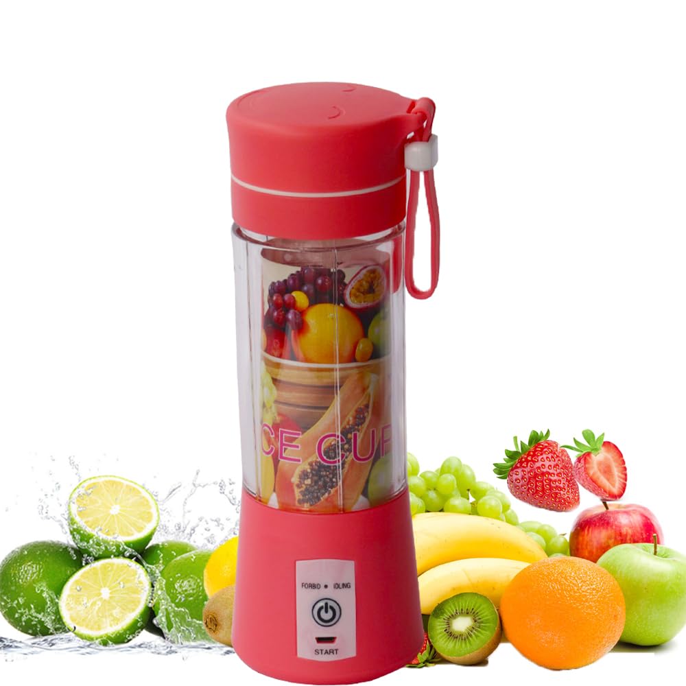 Portable Blender 380ml - 6-Blade USB Rechargeable Travel Blender for Smoothies, Juices, Baby Food - Compact Fruit & Vegetable Mixer for Kitchen, Gym, Camping, Office - Pink (WENPIC)