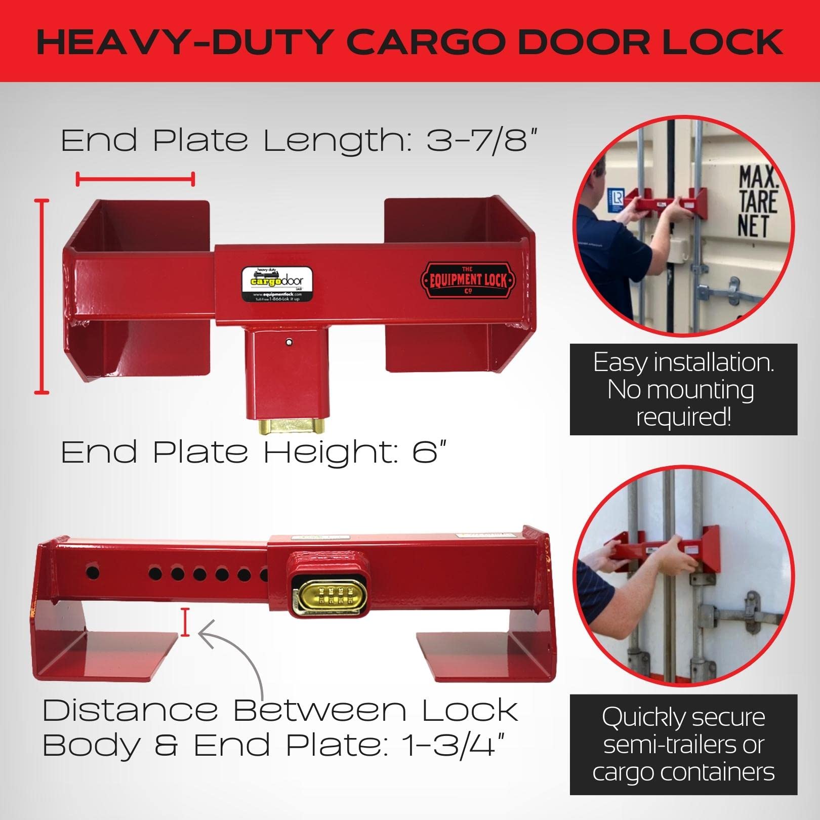 Heavy Duty Cargo Door Lock - Maximum Security Powder Coated Steel Shipping Container Lock for Semi Trailer & Truck - Weatherproof Combination Lock for Secure Transport & Storage - Ideal for Logistics, Warehousing & Cargo Protection