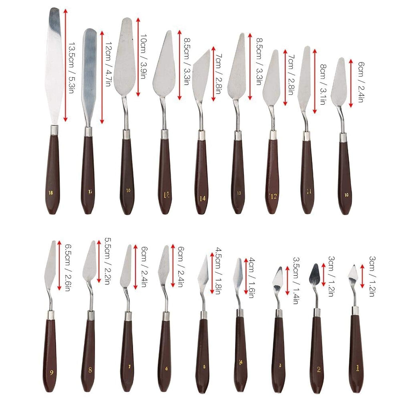 18PCS Stainless Steel Palette Knife Set - Wooden Handle Oil & Acrylic Paint Spatulas for Canvas Painting - Perfect for Artists, DIY Crafts & Mixing Colors