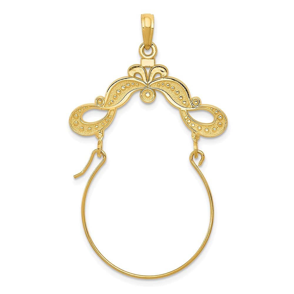 14K Yellow Gold Ribbon Pendant Necklace for Women - 40mm x 28mm Polished Jewelry Gift - Perfect for Anniversaries, Birthdays & Special Occasions