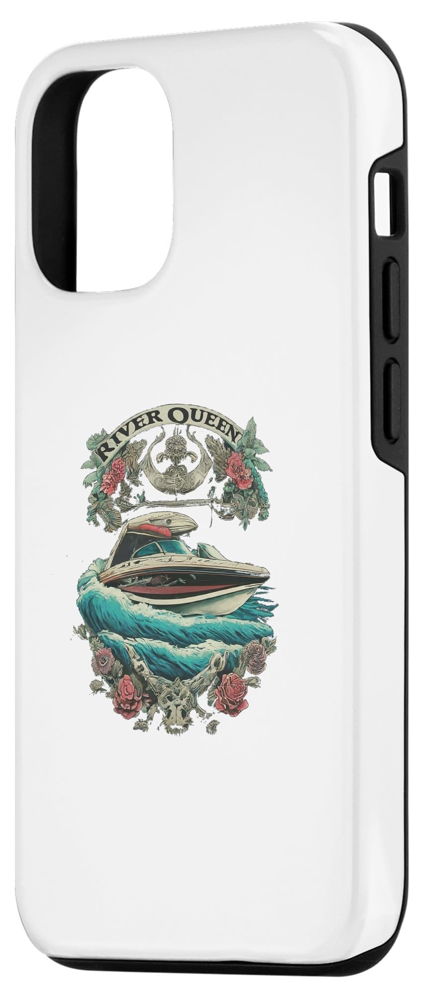 iPhone 15 Case with Floral Wave Design - Shockproof Protective Cover for Swimming, Boating & Outdoor Activities