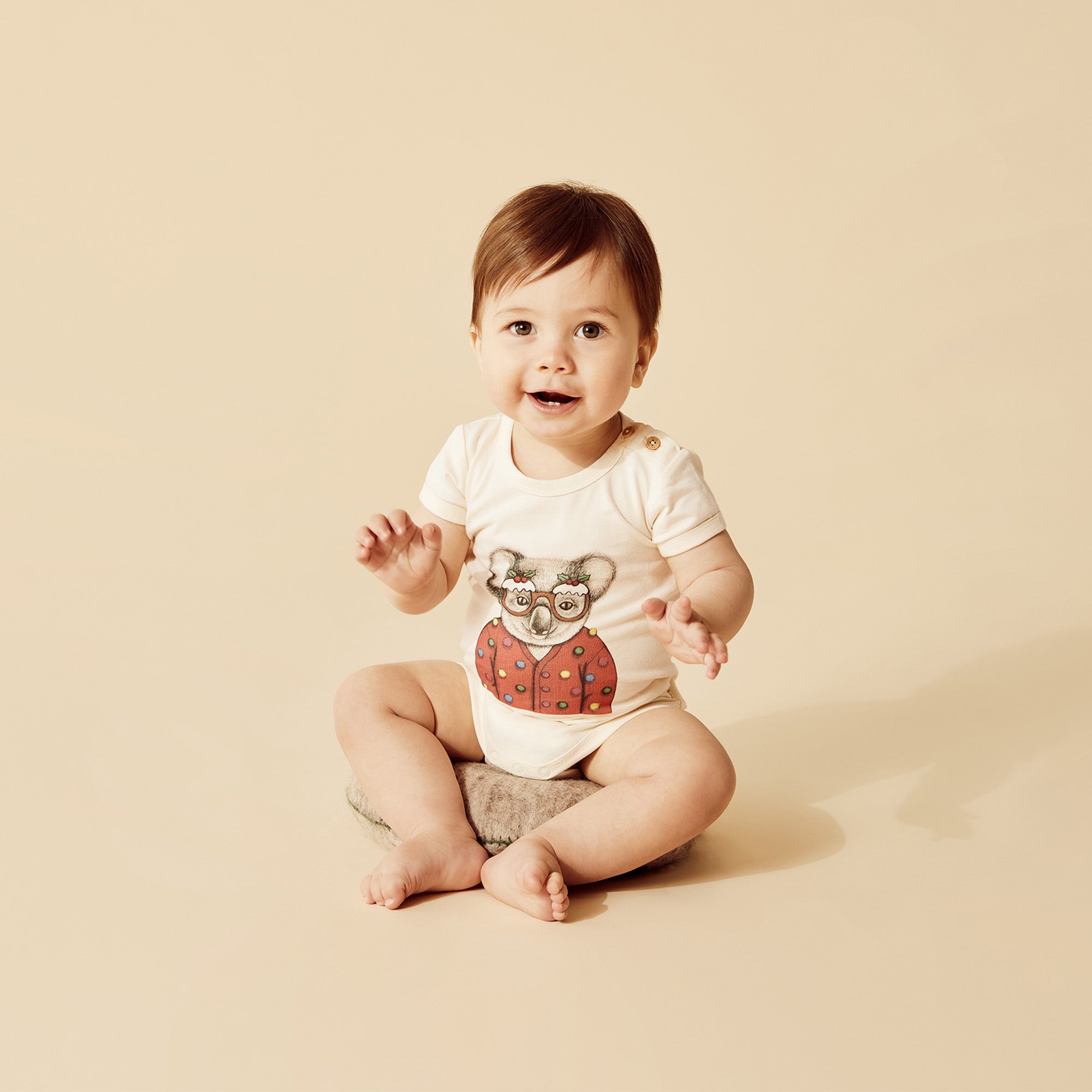 Organic Christmas Koala Bodysuit for Babies - Soft & Comfortable Holiday Outfit for Infants & Toddlers - Perfect for Family Photos, Holiday Parties & Festive Celebrations