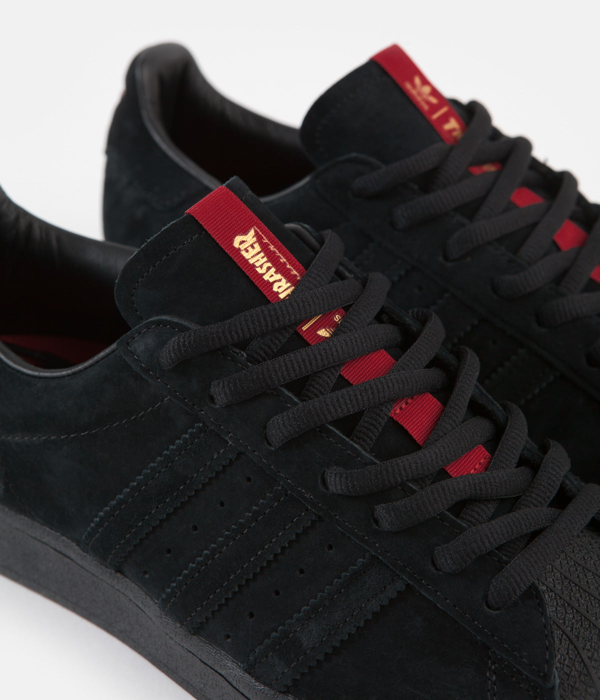 Adidas x Thrasher Superstar Adv Skate Shoes for Men - Core Black/Scarlet/Gold Metallic - High-Performance Sneakers for Skateboarding & Streetwear Fashion