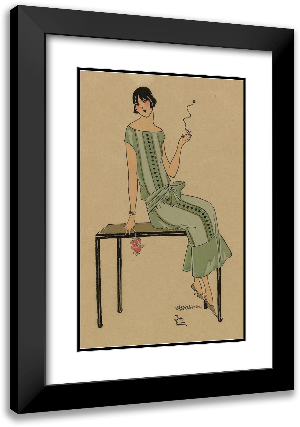 13x18 Black Modern Frame with Double Matted Museum Art Print - 'Carelessness - Pretty, This Simple Toilet (1923)' - Wall Decor for Living Room, Bedroom & Office