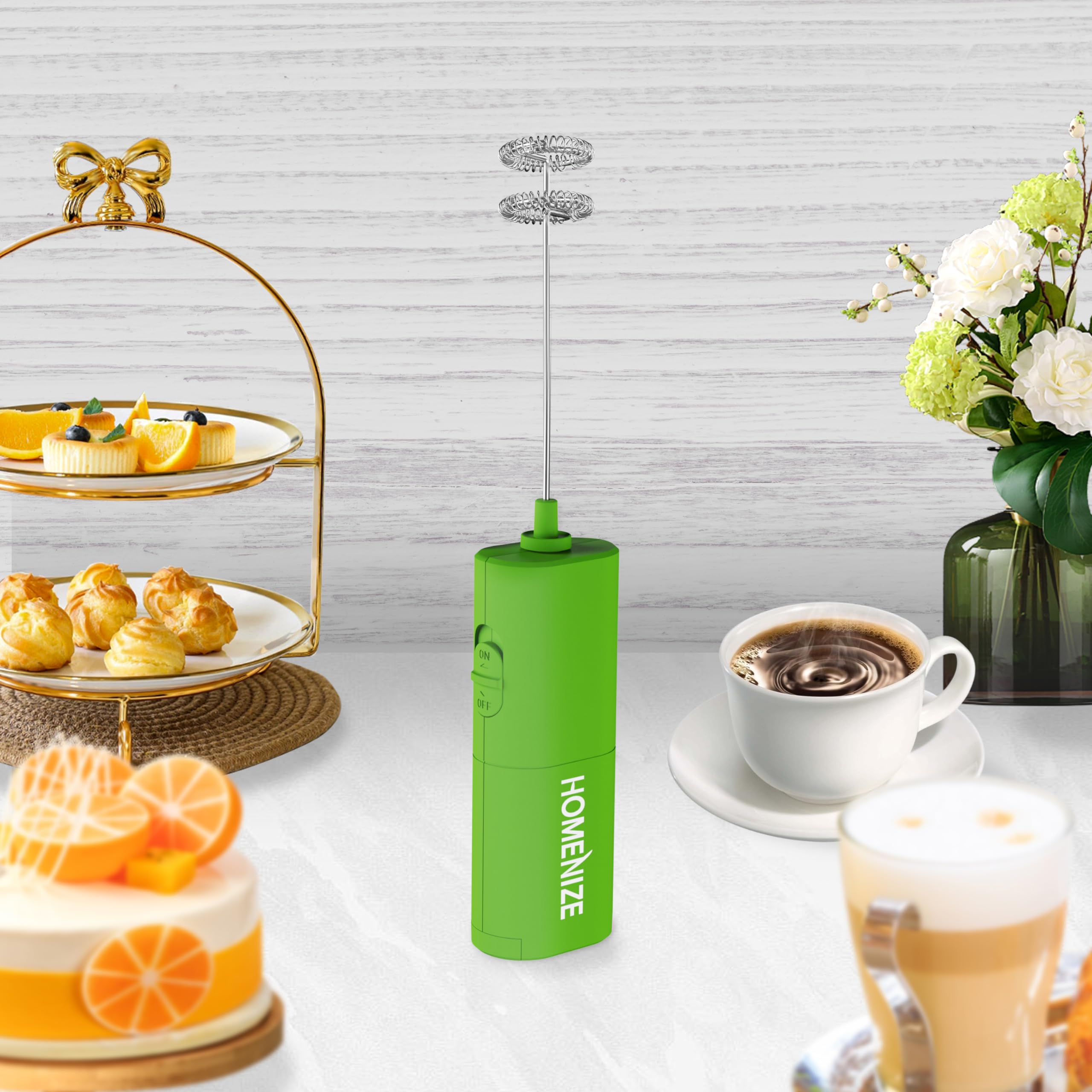 Premium Double Whisk Milk Frother - Electric Coffee Foam Maker for Lattes, Cappuccino, Frappe, Matcha & Hot Chocolate | Handheld Drink Mixer for Home, Cafe & Office Use
