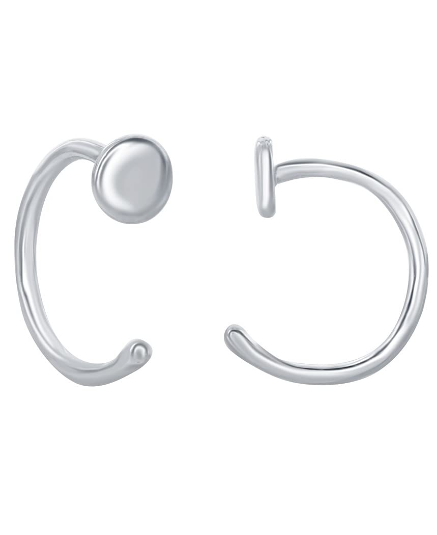 Styling Sterling Silver Open Mini Disc Hoop Cuff Earrings for Women - Trendy Boho Chic Jewelry for Everyday Wear & Special Occasions