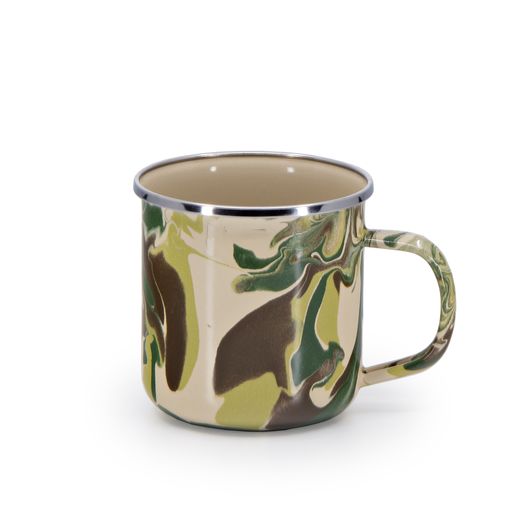 Camouflage Pattern Enamel Camping Mug 12 oz - Set of 4 for Outdoor Adventures, Hiking & Picnics