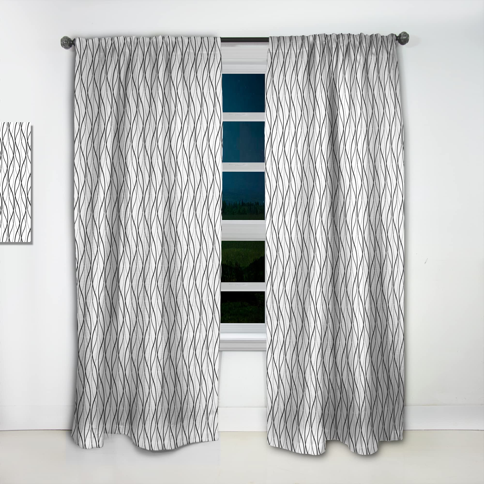 Retro Geometric Abstract Minimalist Curtains - Thermal Insulated Single Panel (52x95 inches) for Bedroom & Living Room - Modern Window Drapes for Home Decor & Light Blocking