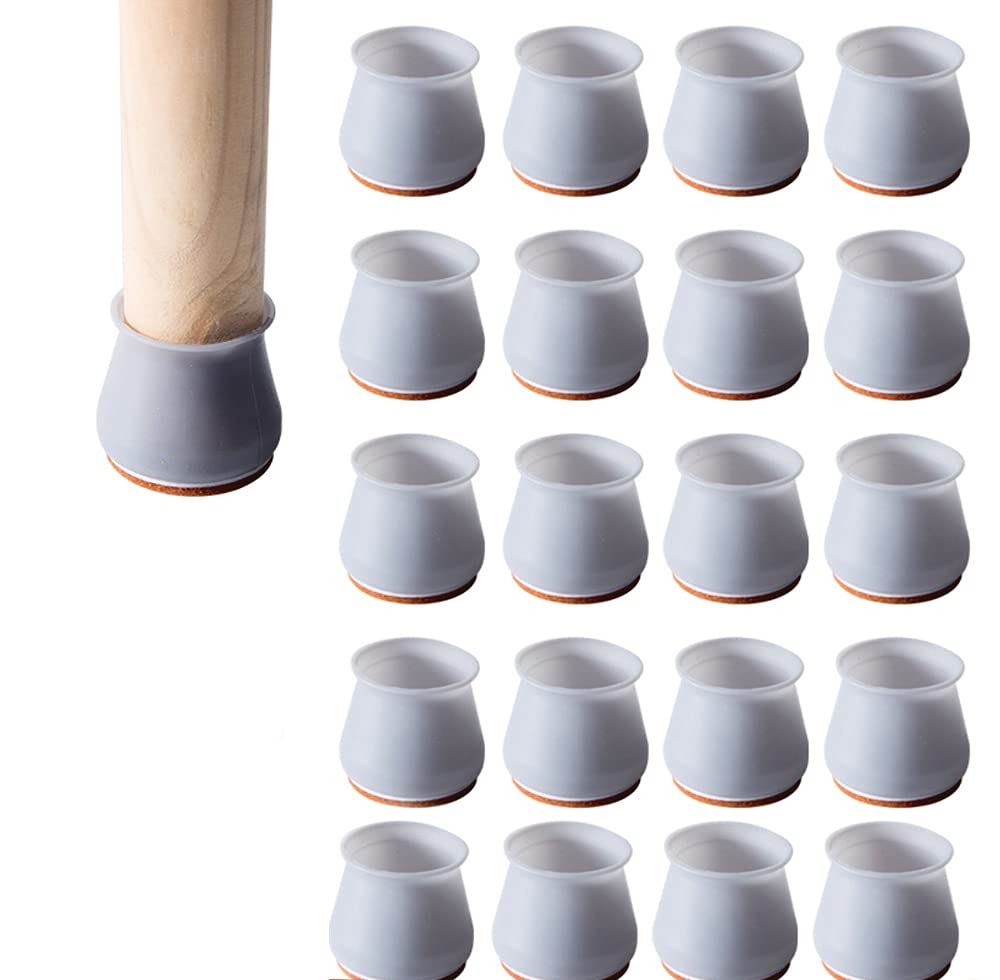 Upgraded 20PCS Silicone Chair Leg Protectors with Felt Pads - Furniture Leg Caps for Floor Protection, Noise Reduction & Smooth Moving - Perfect for Hardwood Floors, Office Chairs & Dining Tables