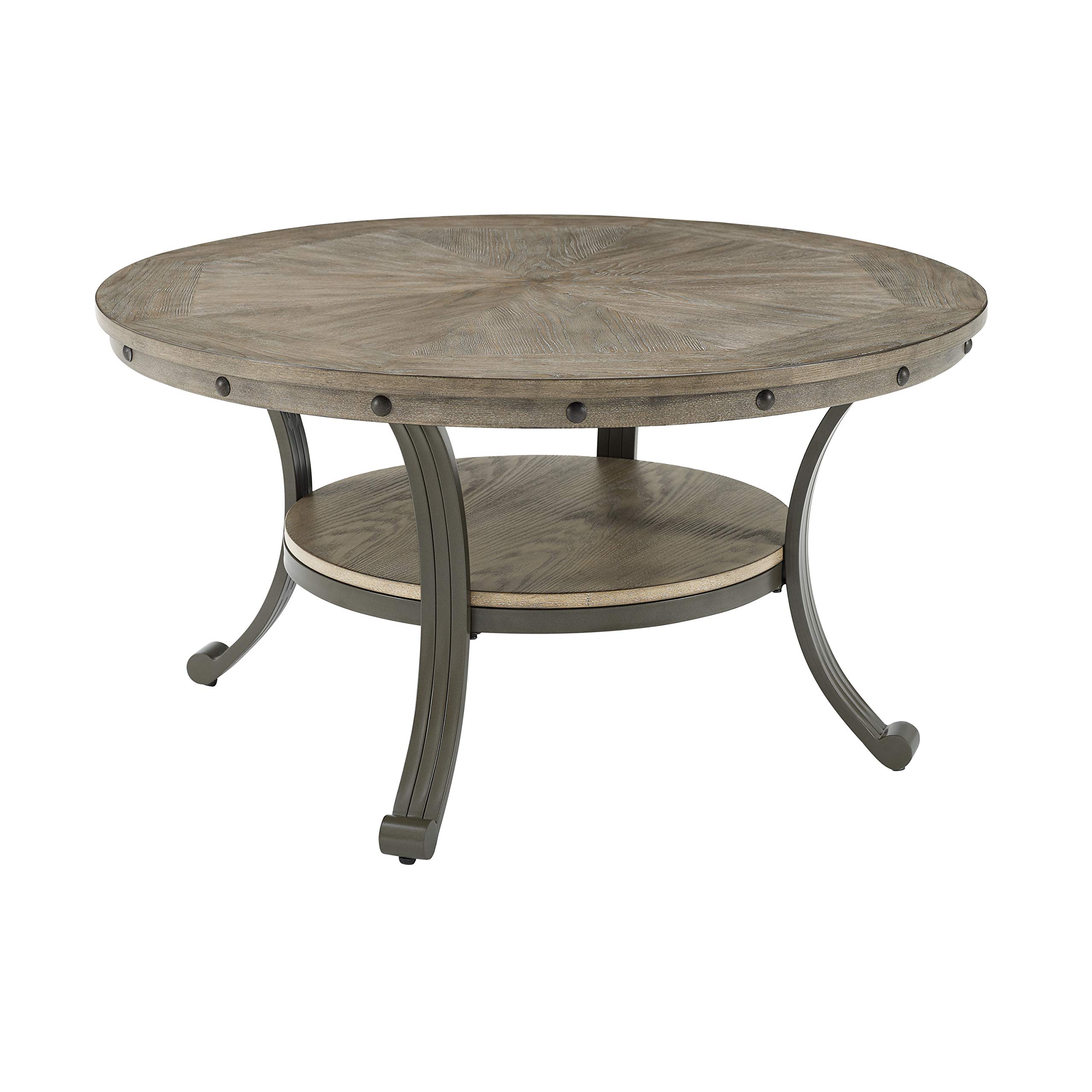 Franklin Cocktail Table Pewter - Elegant Round End Table for Living Room, Bar & Lounge - Vintage Style Metal Side Table for Home Decor, Coffee Table & Cocktail Party Accessories