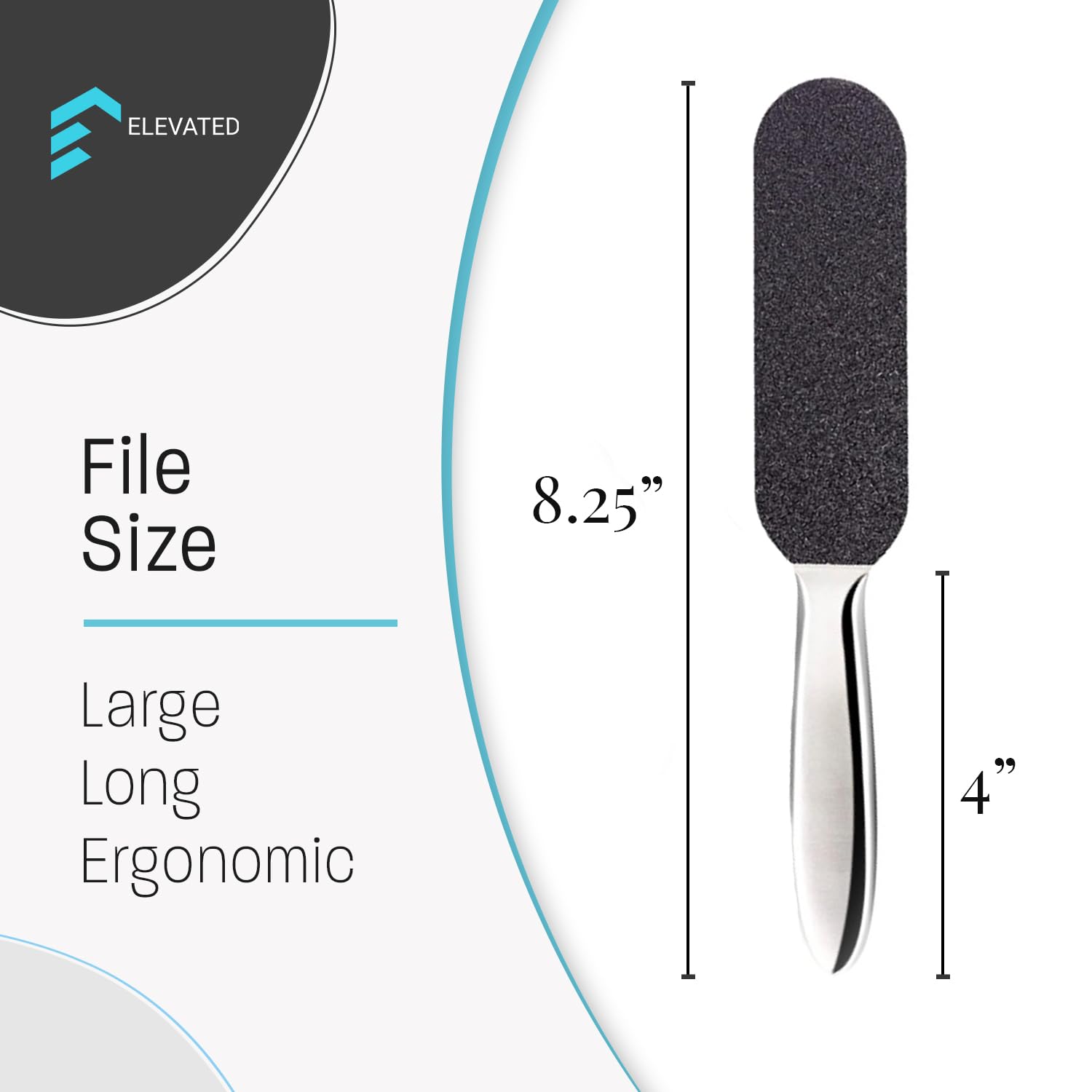 Professional Stainless Steel Pedicure Foot File - Double Sided Foot Scrubber & Heel File (8.25 Inch) | Works with Pedicure File Refills | Perfect for At-Home Pedicures, Foot Care & Spa Treatments