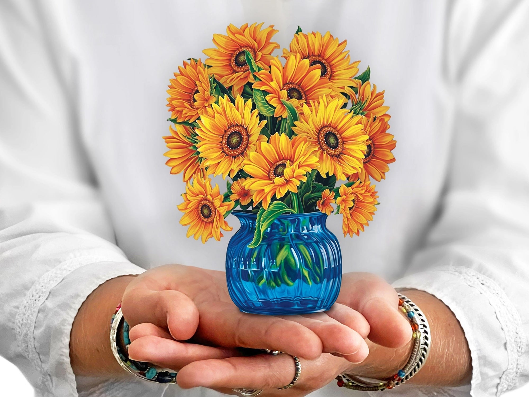 Sunflower Pop Up Greeting Bouquet Mini - Cheerful Floral Gift for Birthdays, Anniversaries & Special Occasions - Perfect for Home Decor, Office Desk & Party Centerpieces