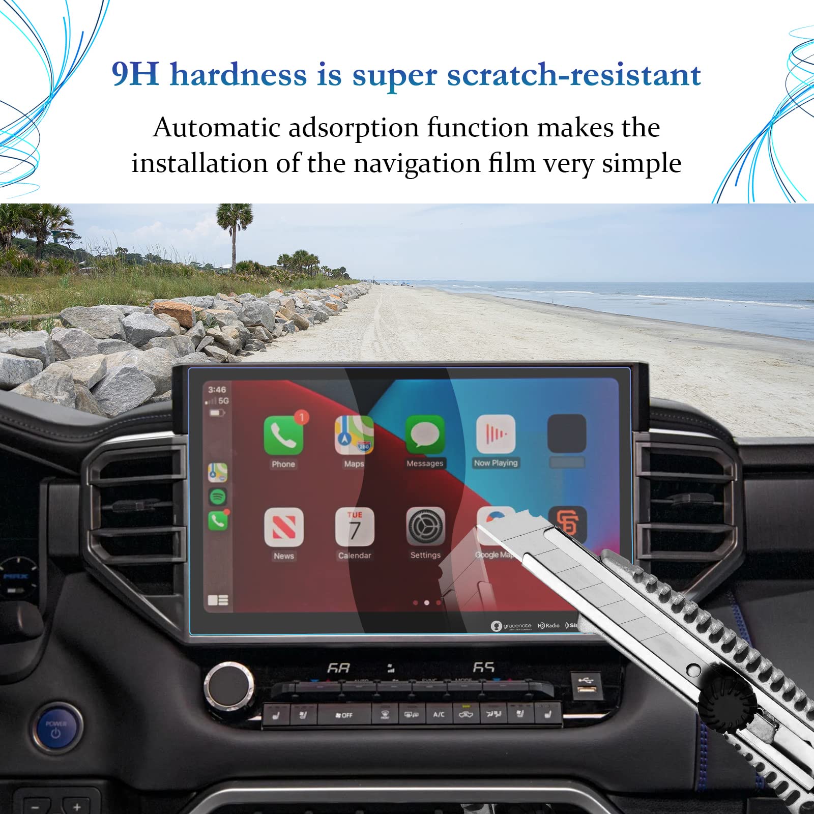 SKTU Tempered Glass Screen Protector for 2022-2025 Toyota Tundra & 2023-2025 Toyota Sequoia - 14 Inch HD Clear Navigation Display Protection - Anti-Scratch, Anti-Fingerprint, Bubble-Free Installation (Perfect for Off-Road Adventures & Daily Commutes)