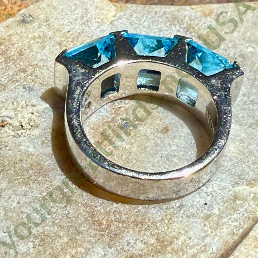 925 Sterling Silver Ring with Large Blue Cubic Zirconia - Size 7.5 | Elegant Jewelry for Women, Perfect for Weddings, Anniversaries & Special Occasions