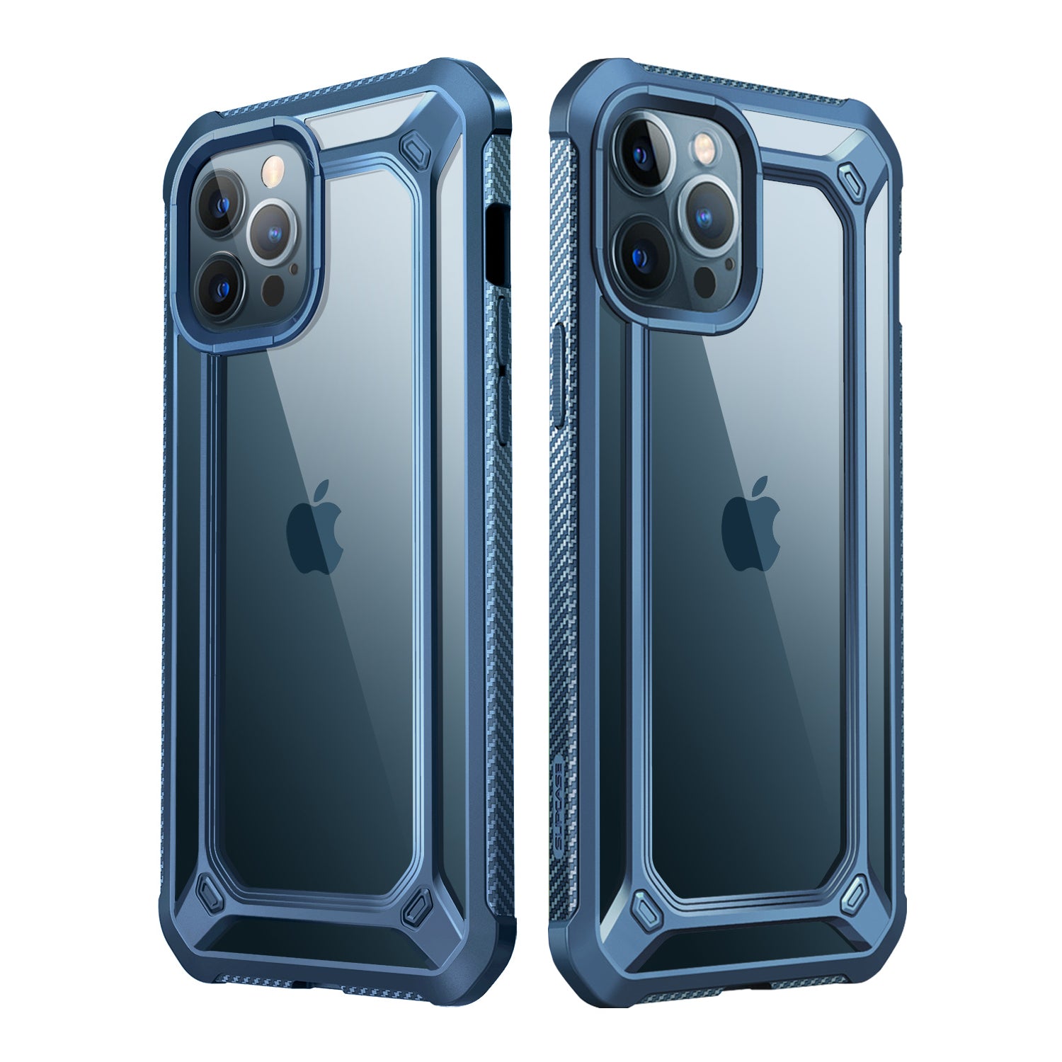 iPhone 12 Pro 6.1 Inch Unicorn Beetle Pro EXO Case with Built-in Screen Protector - Shockproof Slim Protective Cover in Clear Blue - Perfect for Outdoor Activities, Travel & Daily Protection