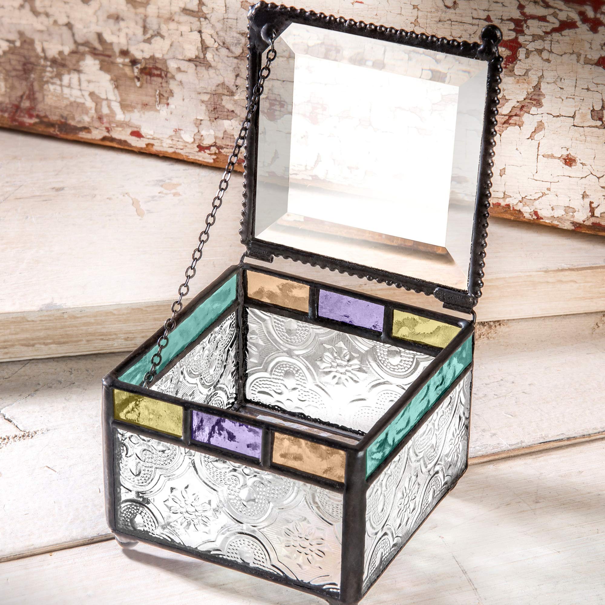 J Devlin Personalized Stained Glass Jewelry Box - Custom Engraved Graduation Gift for Class of 2025 | Elegant Keepsake for High School & College Graduates | Perfect for Dorm Decor, Wedding Gift & Anniversary Present