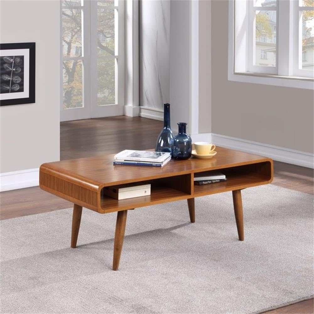 Boraam Zebra Series Halmstad Walnut Coffee Table - Modern Living Room Furniture for Home Decor & Entertaining